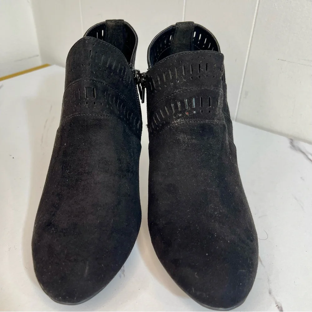 Karen Scott black ankle booties - size 9.5 with the cut-out detailing